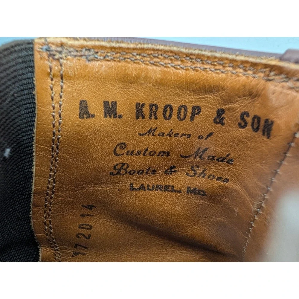 A.M. Kroop & Son Custom Front Zip Paddock Equestrian Boots Brown Leather Size 7